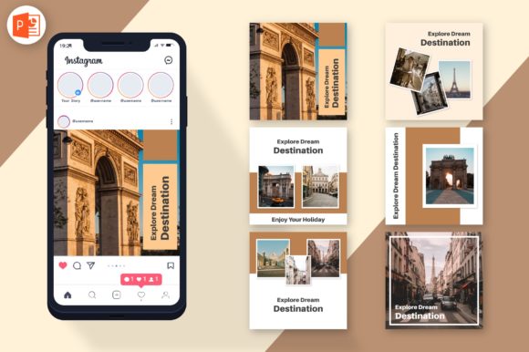 instagram story template travel instagram feed — travel paris canva template