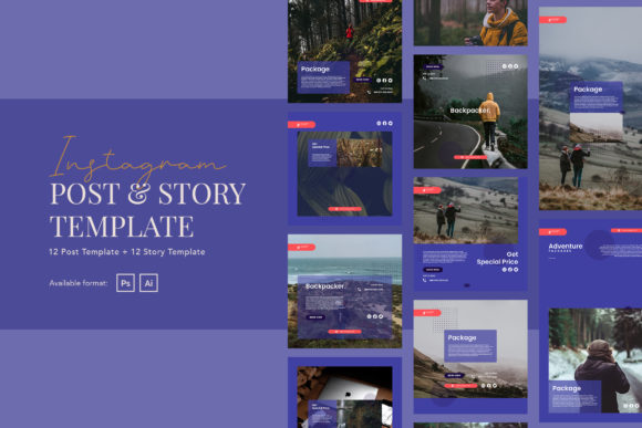 instagram story template travel backpacker instagram post ads template canva template