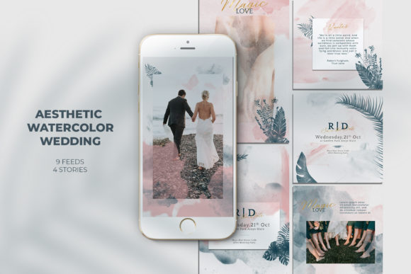20 Instagram Story Templates Wedding — Anniversary, Valentine & Engagement Designs 4 instagram story template wedding anniversary aesthetic watercolor wedding instagram canva template