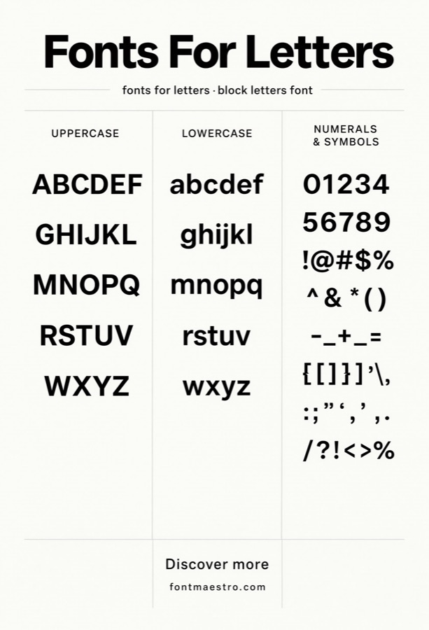 font for letters character set glyphs