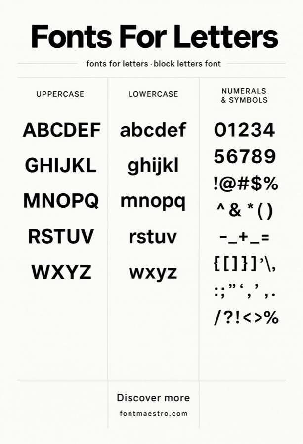 fonts for letters character set specimen