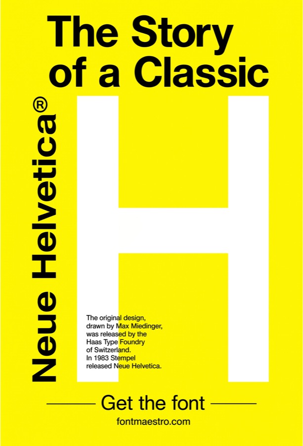 helvetica yellow h bold