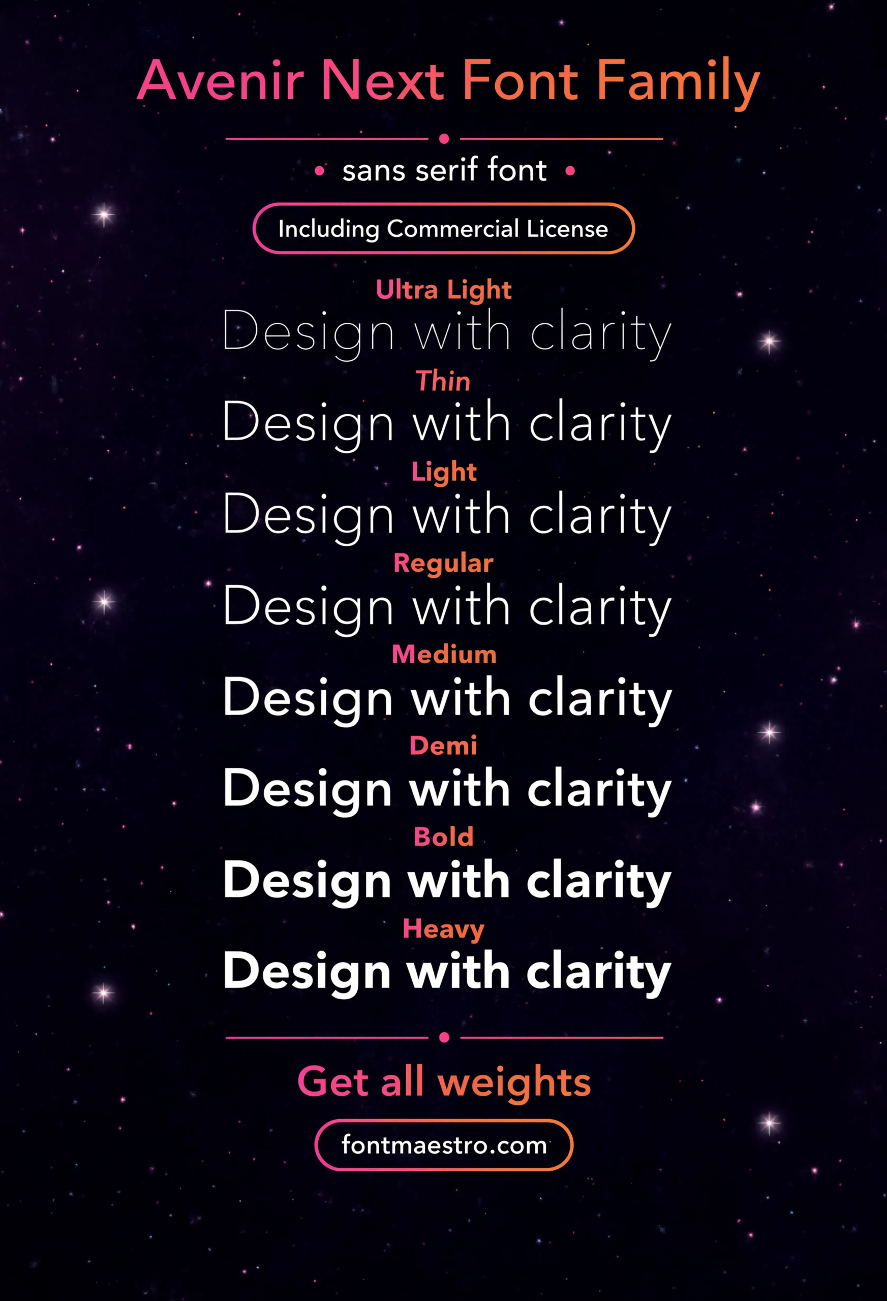 sans serif font Avenir Next weight ladder