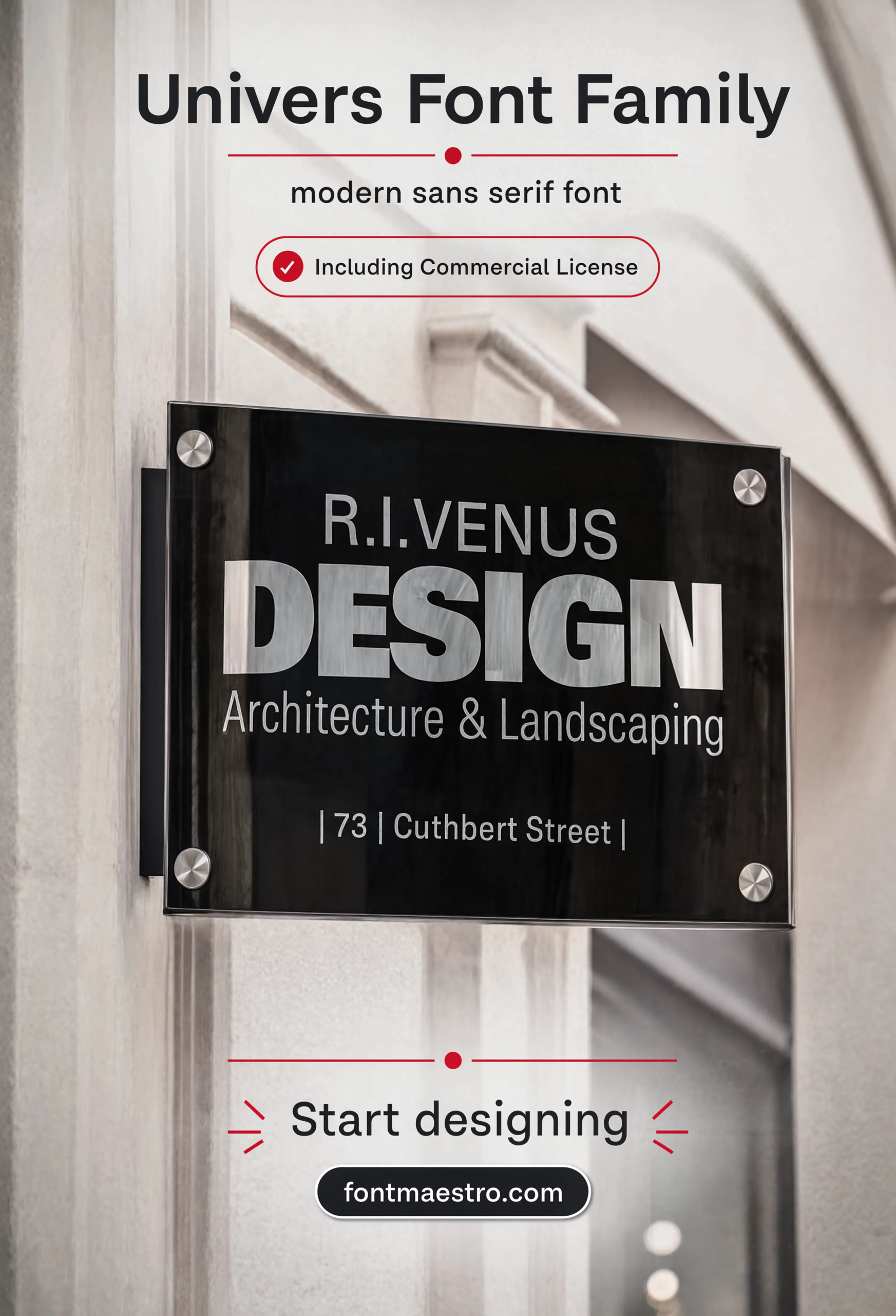 sans serif font Univers signage system