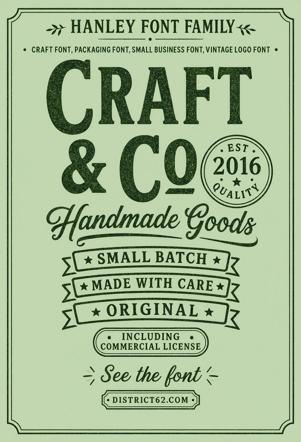 font vintage craft goods label packaging serif type