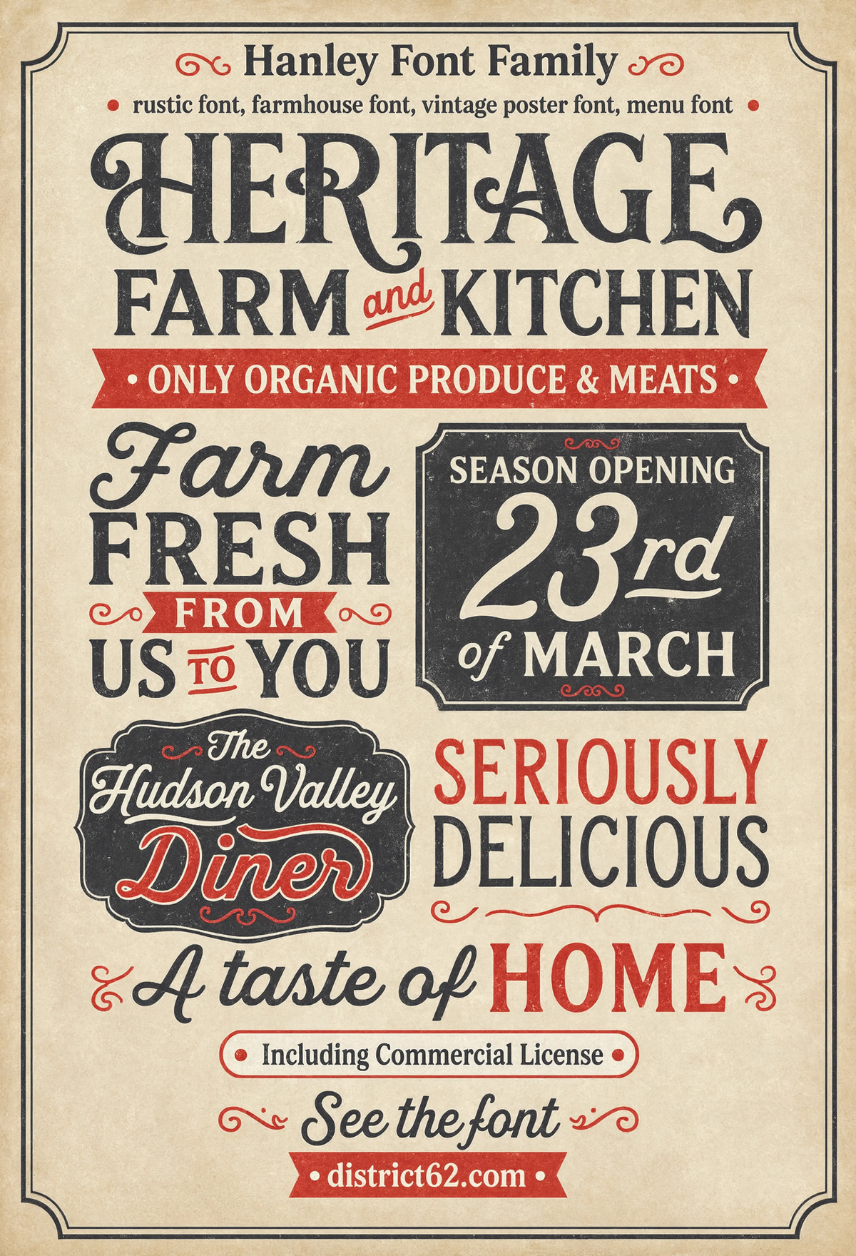 vintage font style farm kitchen menu board lettering
