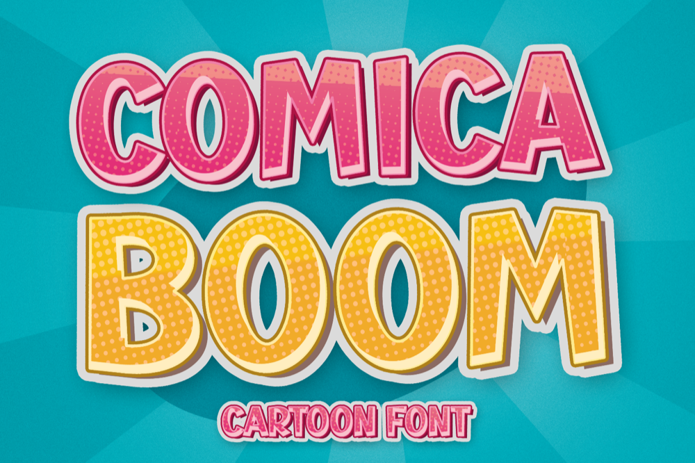 Cheer Fonts for Cricut That Weed Clean on Spirit Wear in 2026 13 Comica Boom layered cartoon font with drop shadow for two-color cheer decals