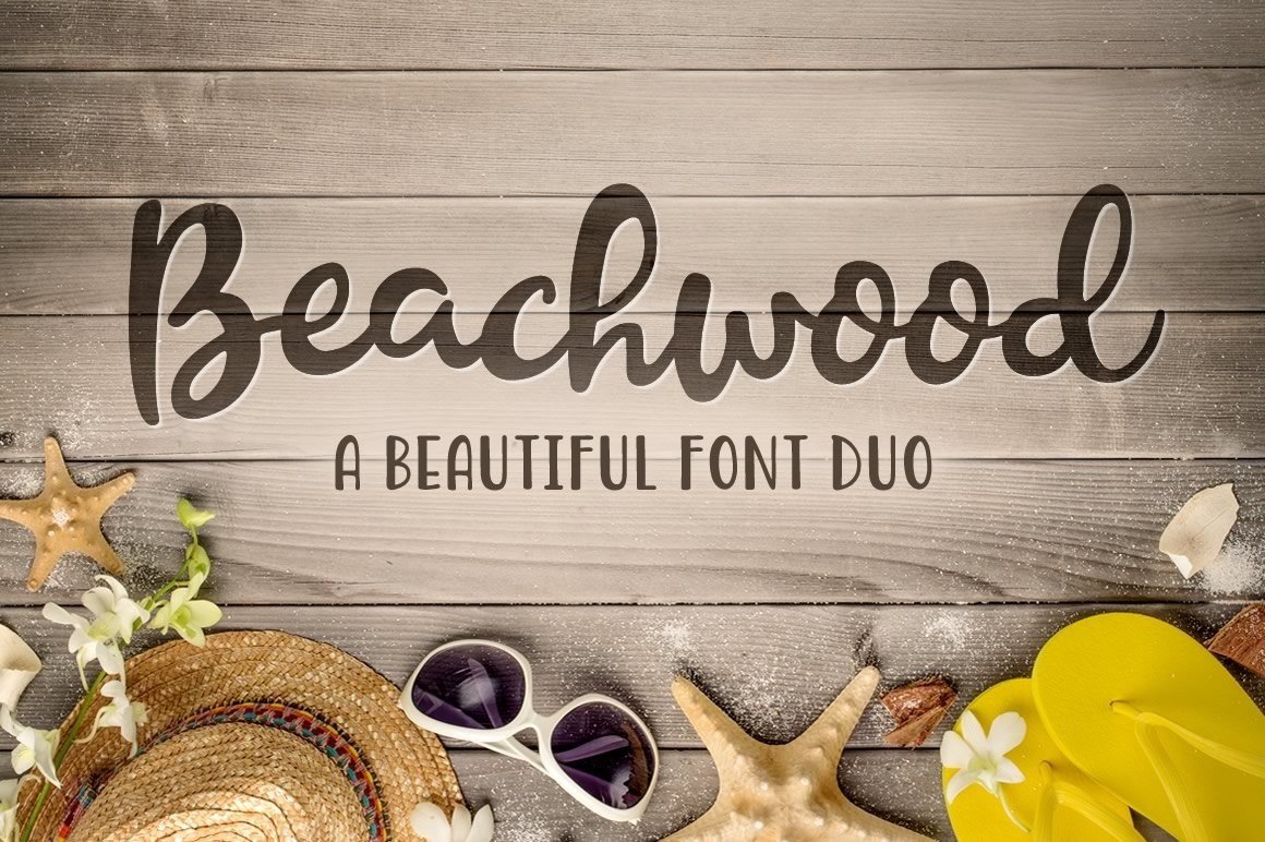 Beachwood hand drawn script and sans font duo preview