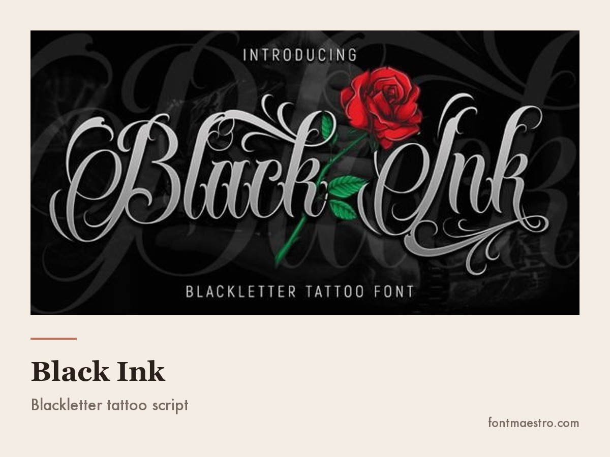 Black Ink brush script on a bold headline