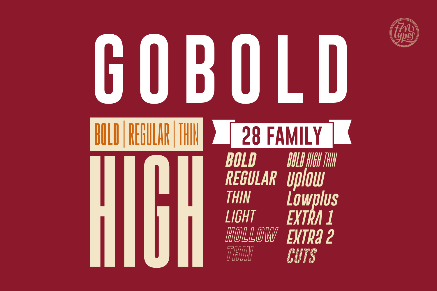 Gobold bold sans serif font family with multiple weight variations