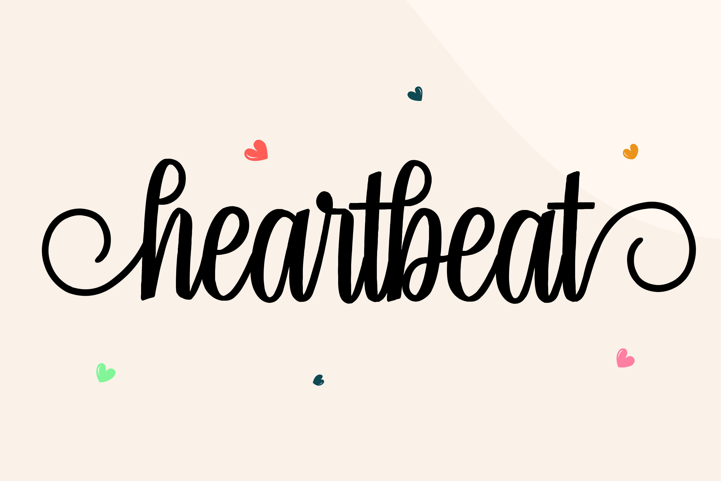 Heartbeat SVG Cricut cut file, calligraphy-style