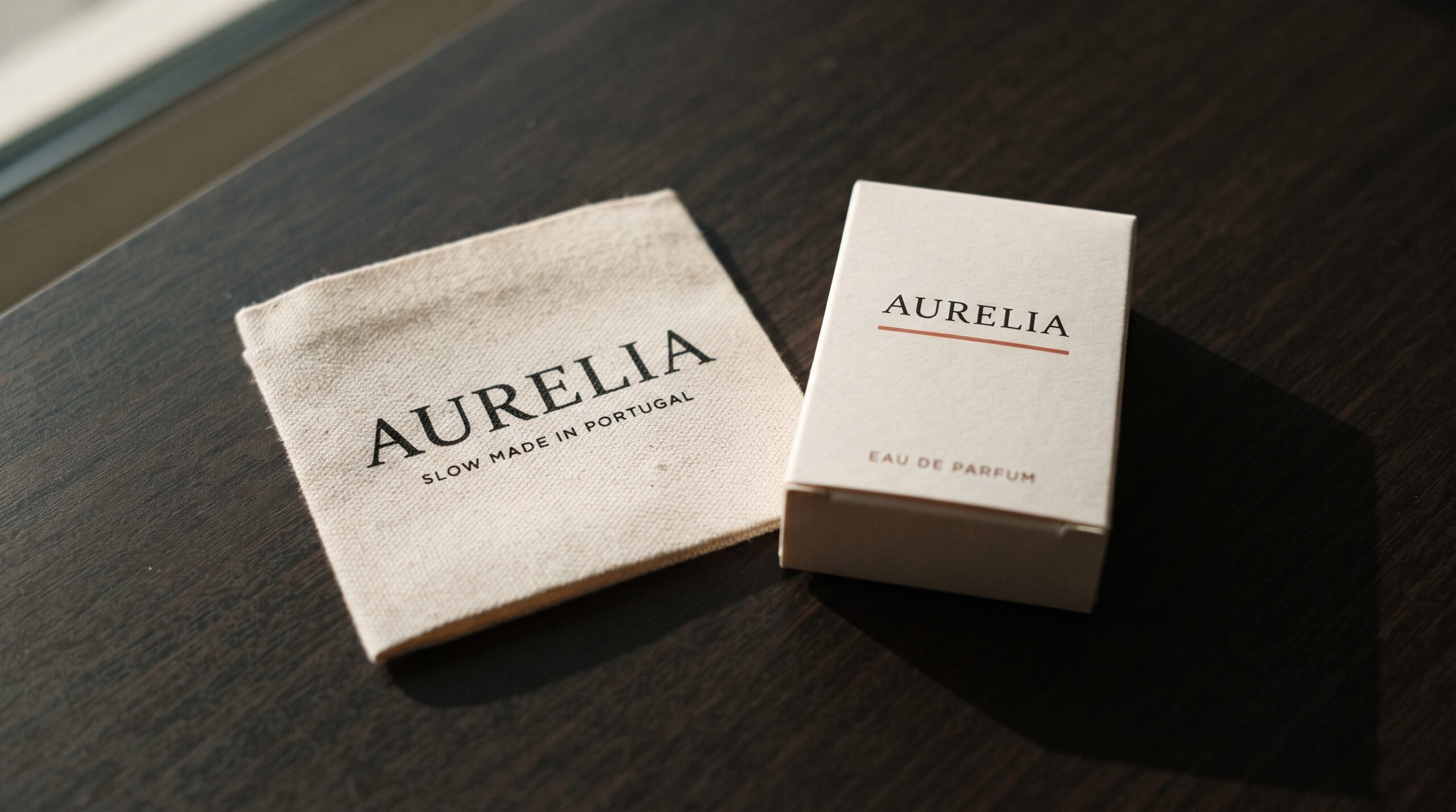 Elegant Fonts That Still Look Expensive at Small Sizes in 2026 1 Woven garment label and perfume carton set in a high-contrast serif with fine hairlines