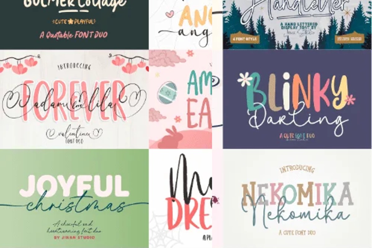 Perfect Pairing Font Bundle preview showing matched script and sans pairs