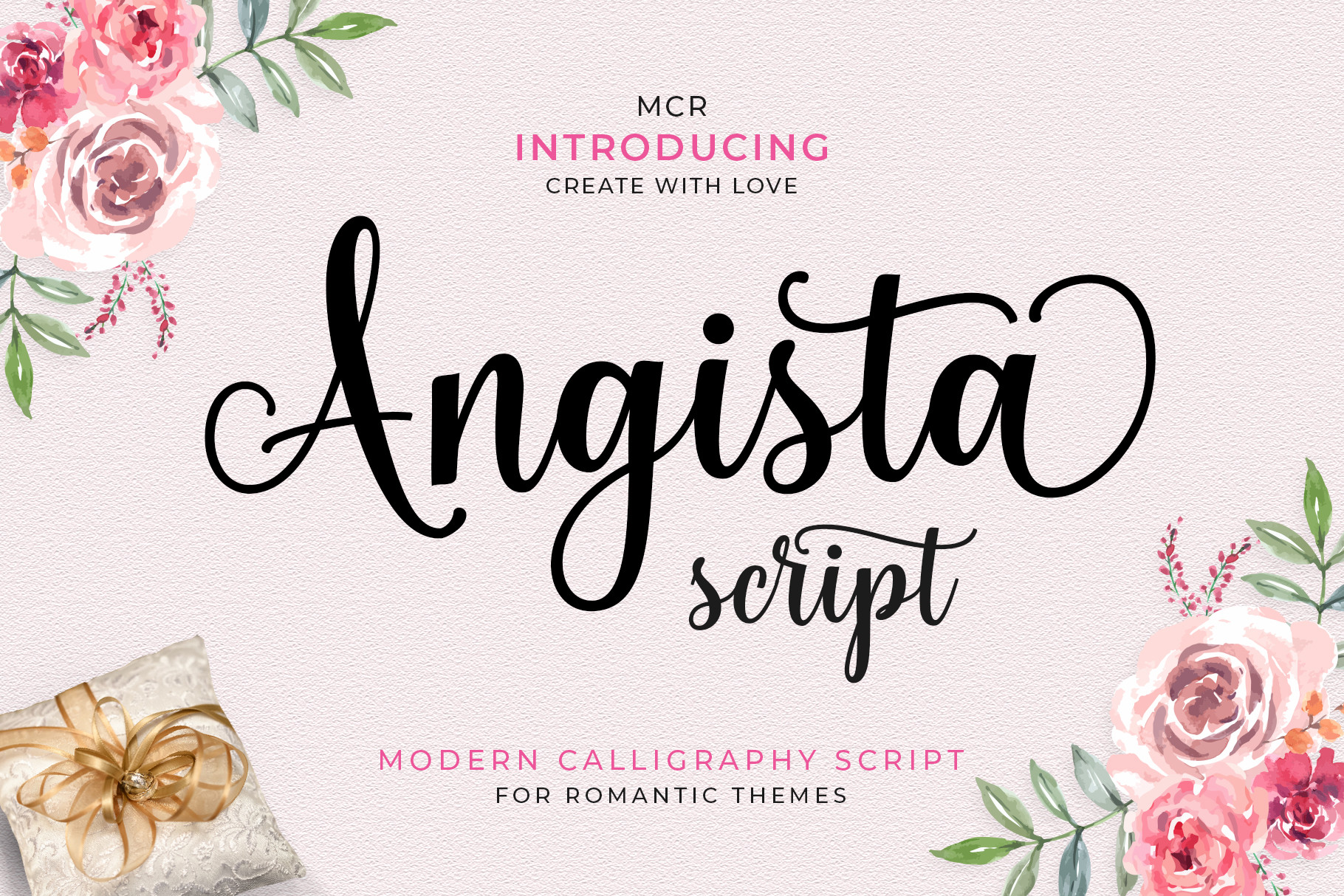 Angista Script luxury calligraphy Procreate font with dancing baseline