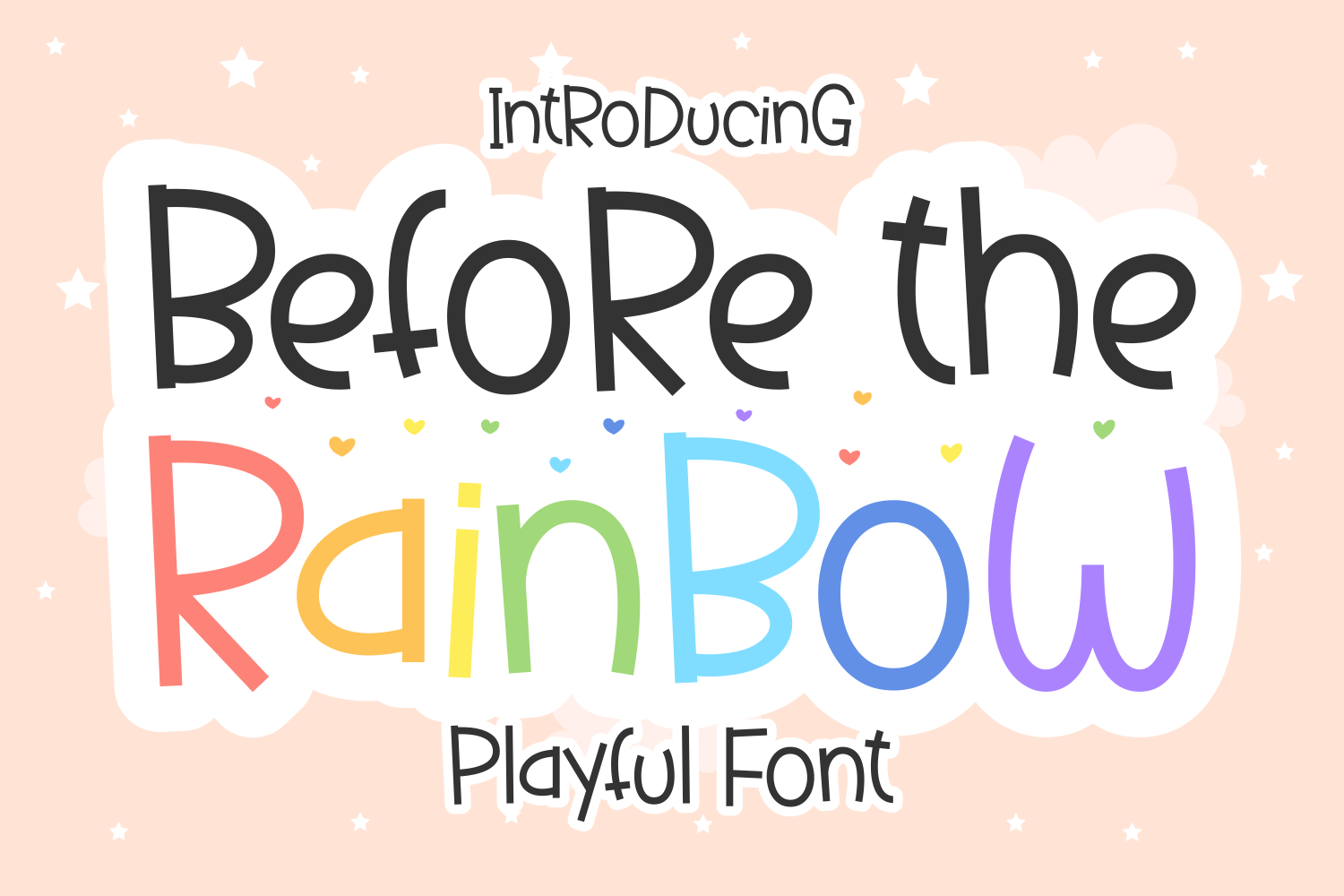 Before the Rainbow playful display Procreate font for kids-themed lettering