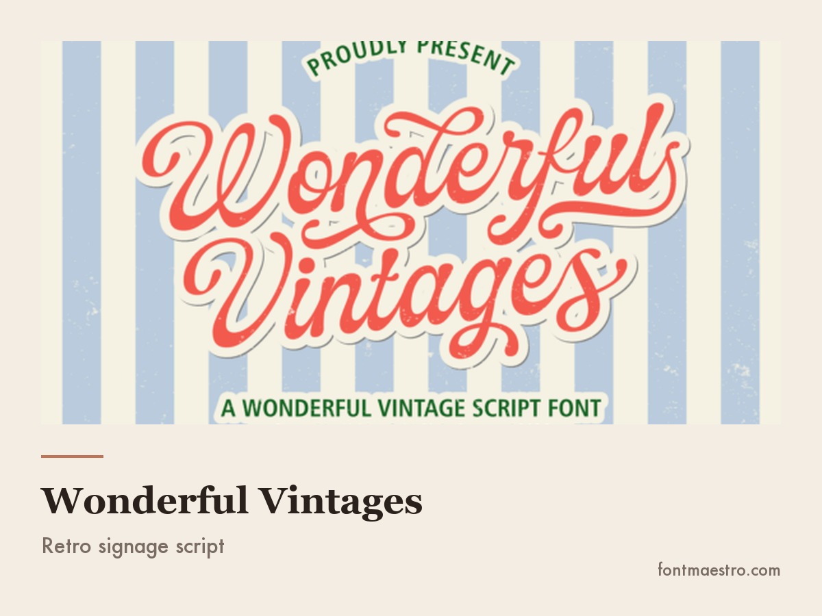 Wonderful Vintages retro script font preview