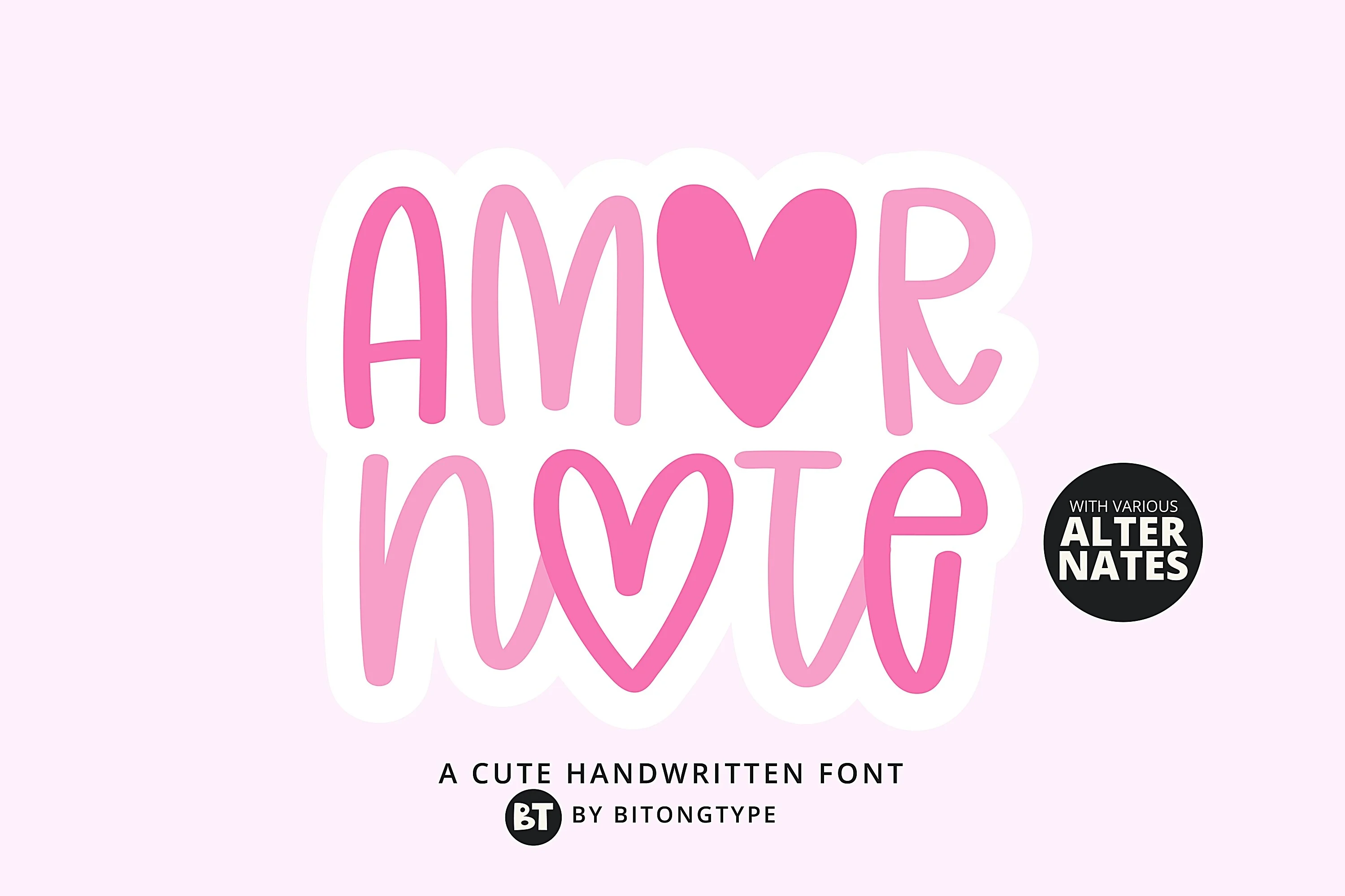 Amor Note kawaii cute Y2K font preview