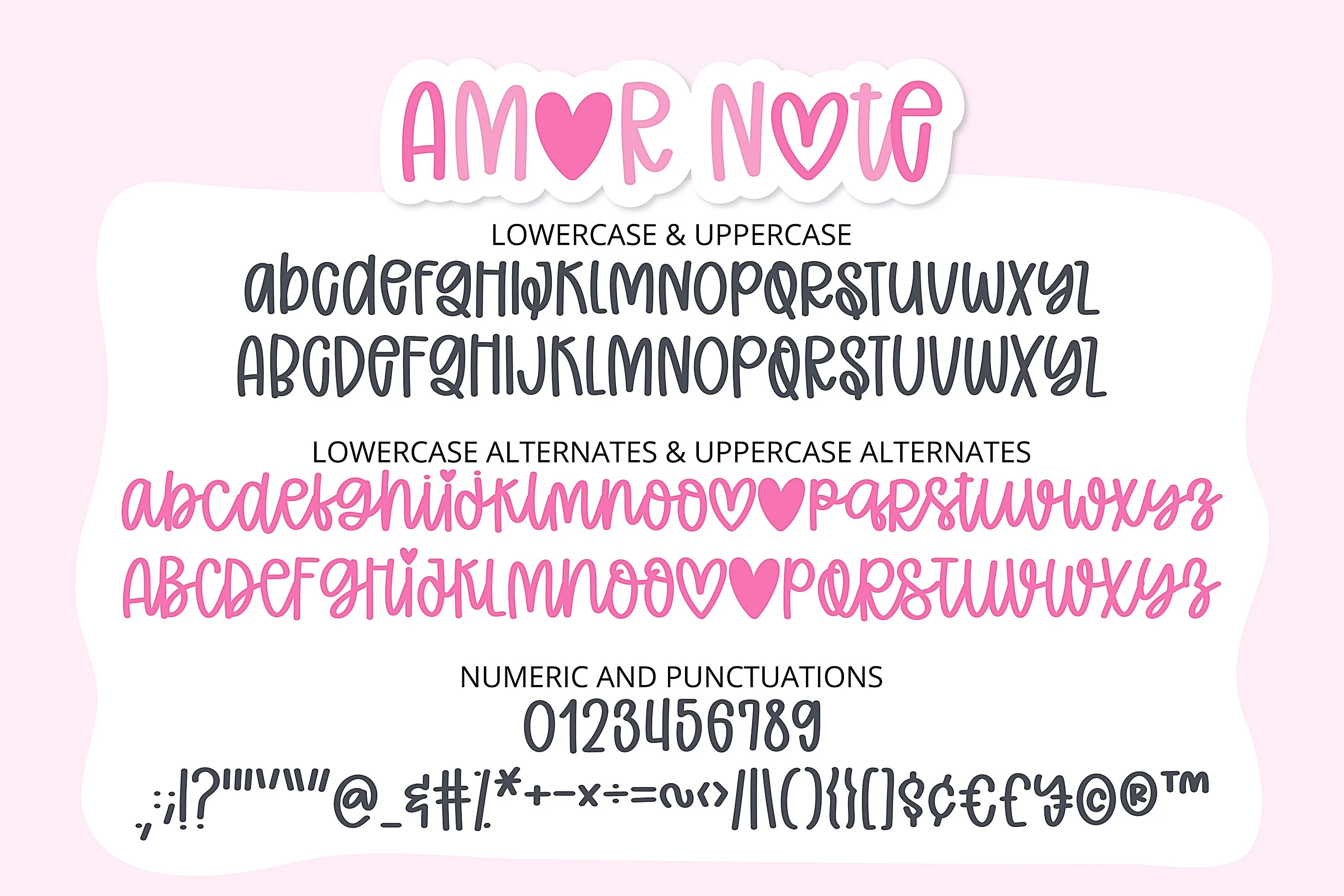 Amor Note font glyph detail