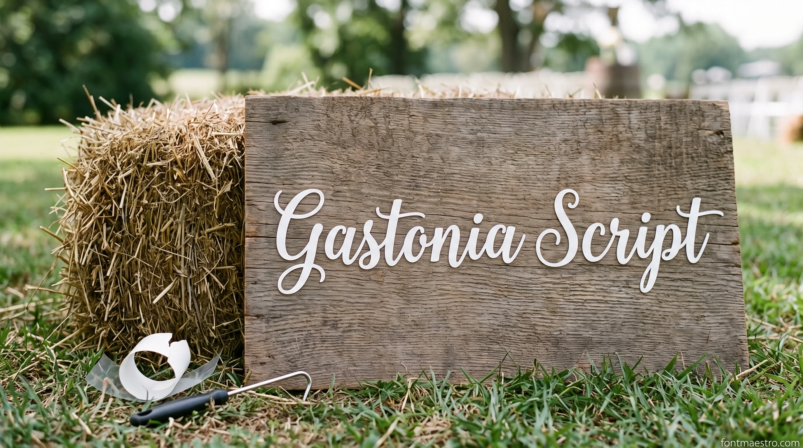 Gastonia Script welcome sign weeded and applied to a wall, letters holding clean edges at large scale