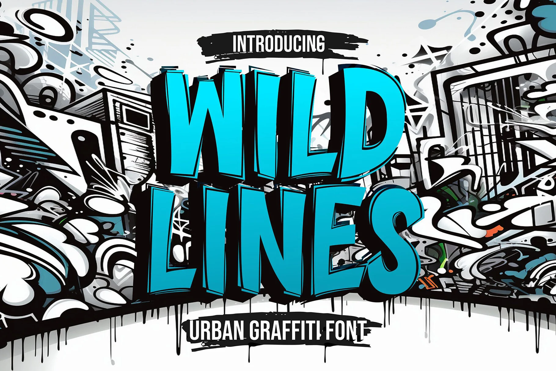 Wild Lines bold outlined urban graffiti display font
