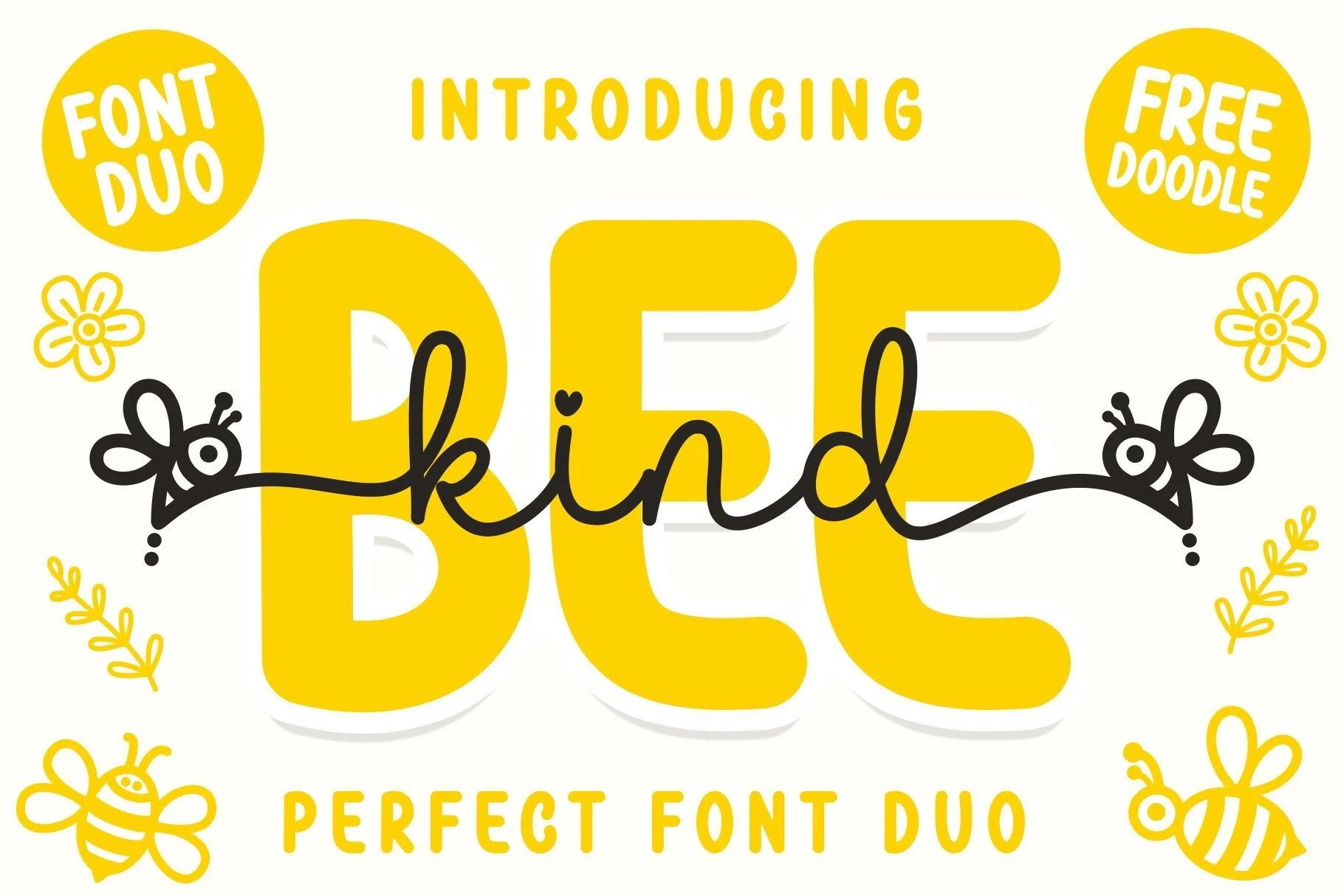 Bee Kind Duo script and sans display font duo preview