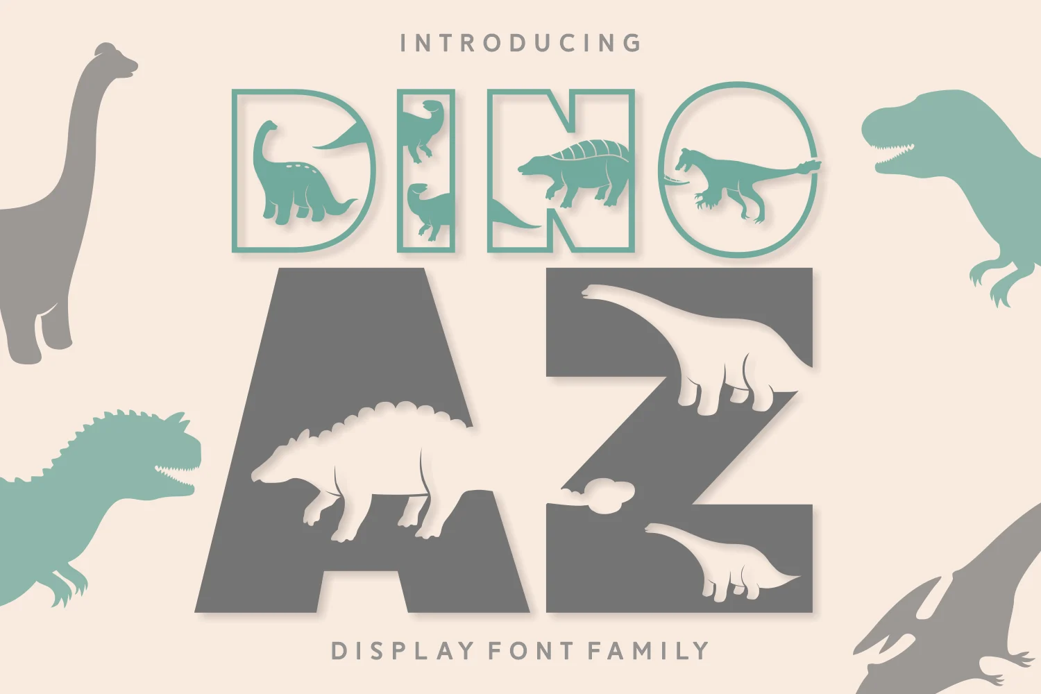 Dino Az playful decorative display font preview