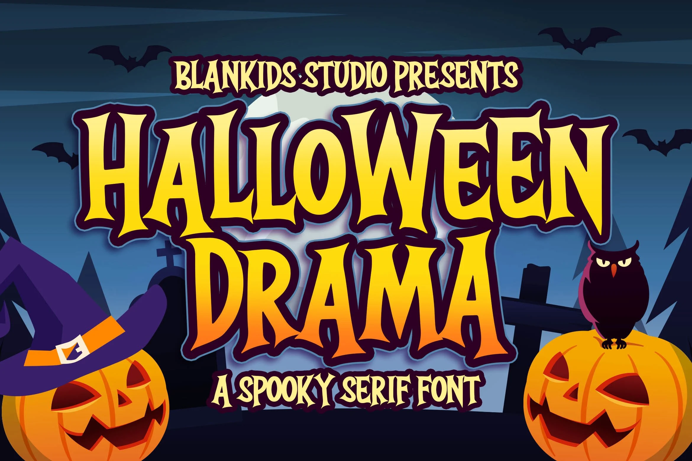 Halloween Drama spooky display font preview