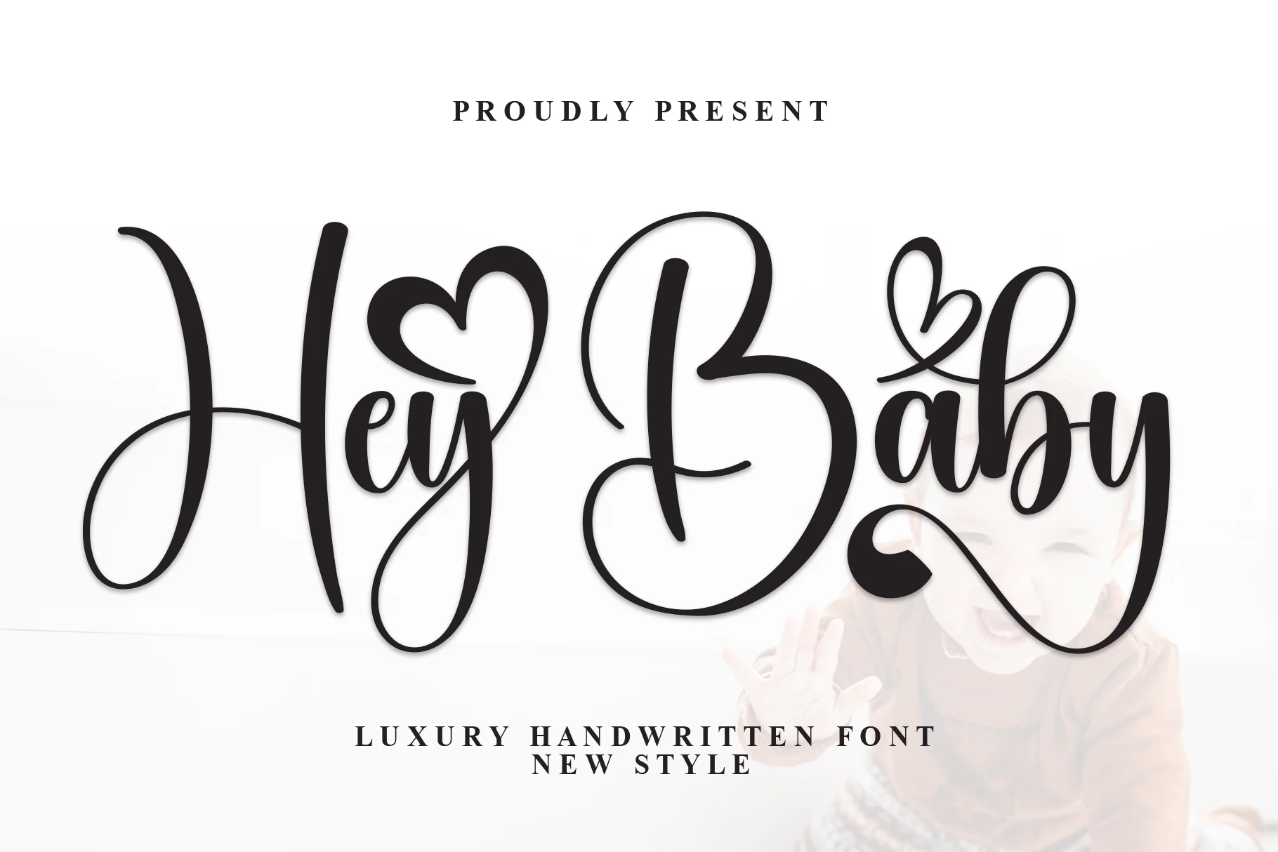 Hey Baby flowing handwritten display font preview